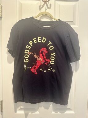 imogene + willie Black Tee with Cream Label size Medium